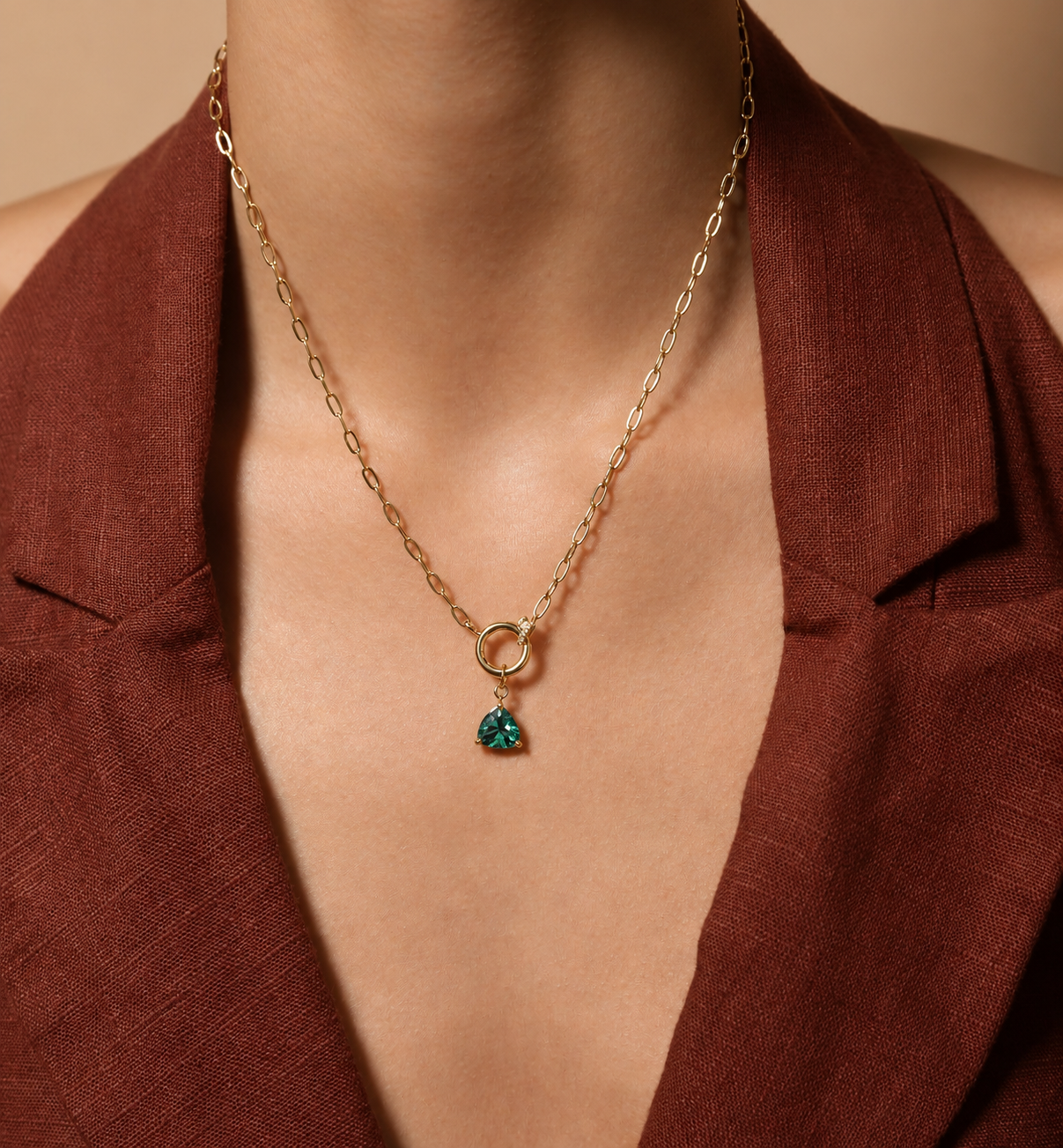 NECKLACE SPECIAL RING GREEN TURMALINE PENDANT