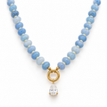 NECKLACE BLUE FUN BEADS WITH CUBIC ZIRCONIA PENDANT