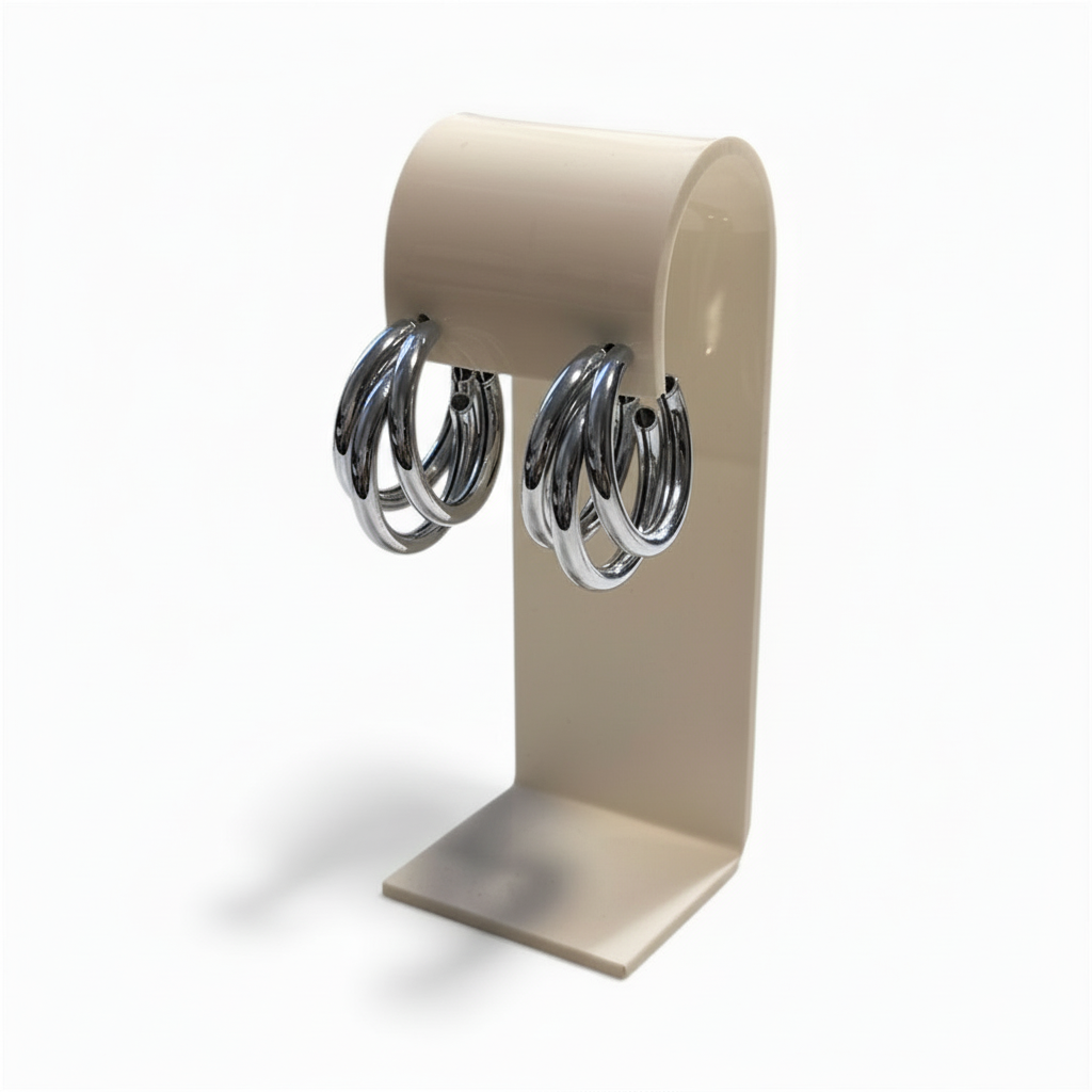 EARRING HOOPS TRIPLE TUBES