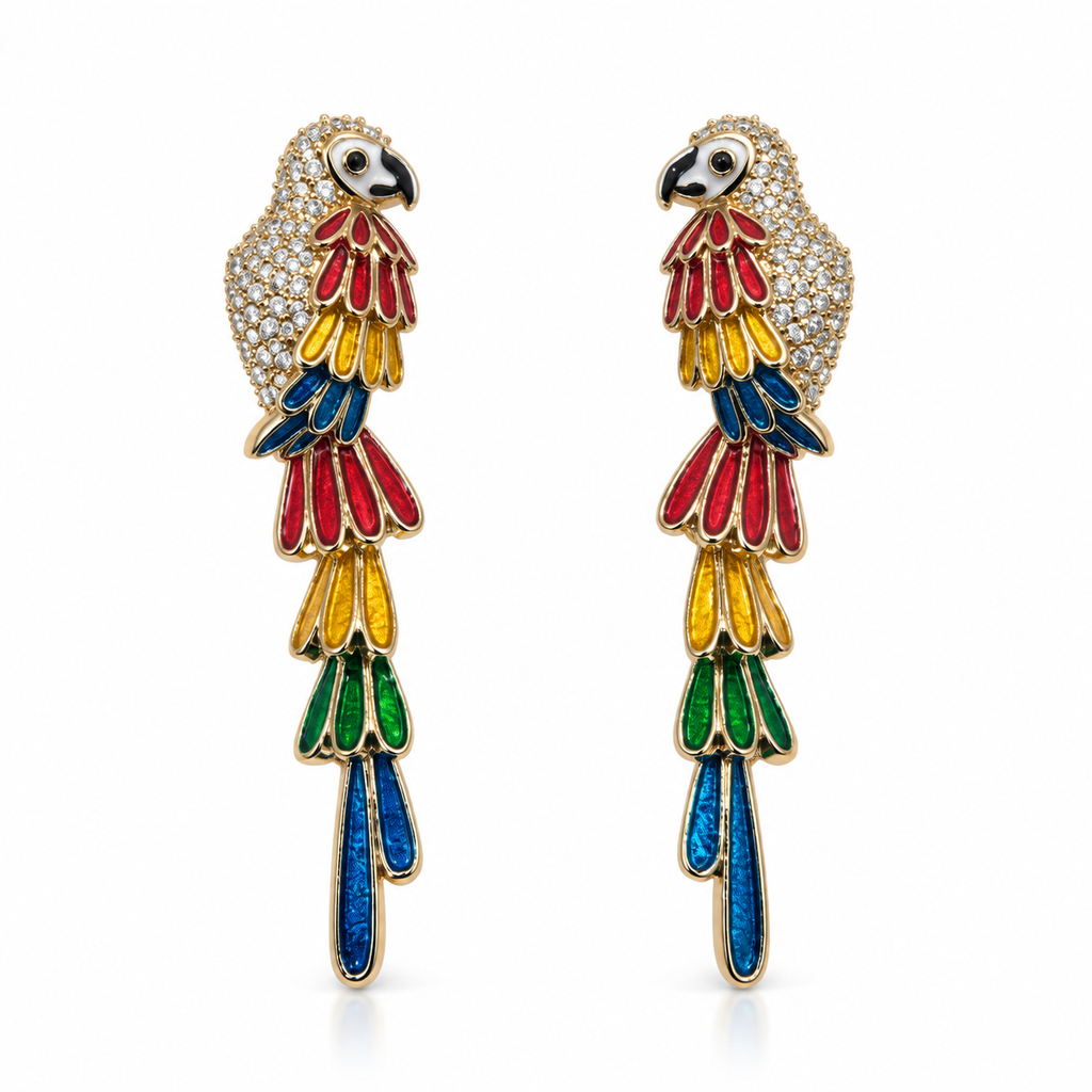 EARRINGS TROPICALIA ENAMEL AND CUBIC ZIRCONIA