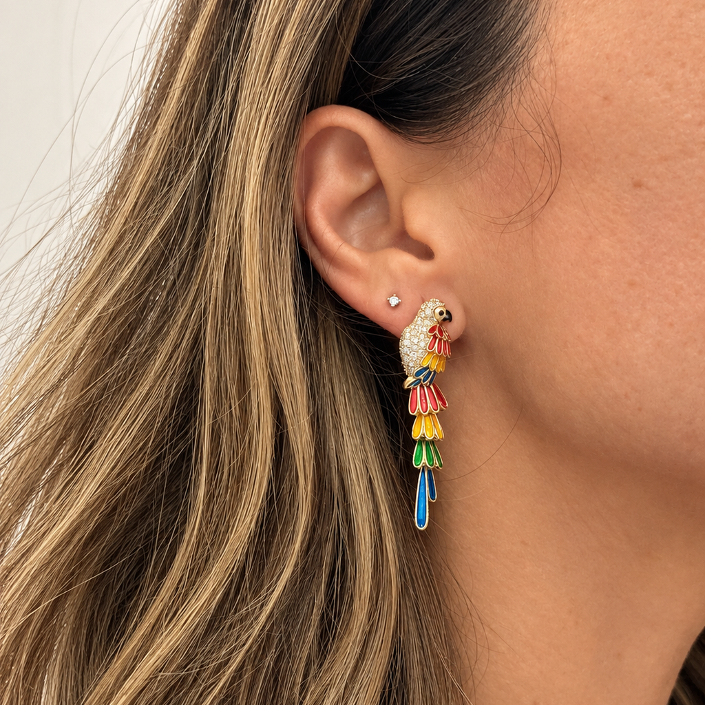 EARRINGS TROPICALIA ENAMEL AND CUBIC ZIRCONIA