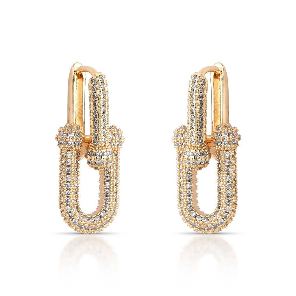 EARRINGS U SHAPE STUDDED CUBIC ZIRCONIA