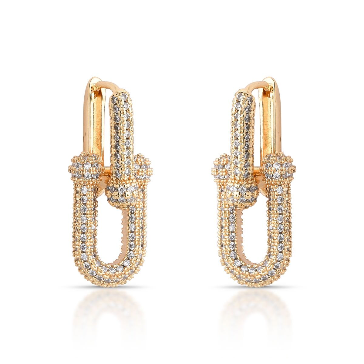 EARRINGS U SHAPE STUDDED CUBIC ZIRCONIA