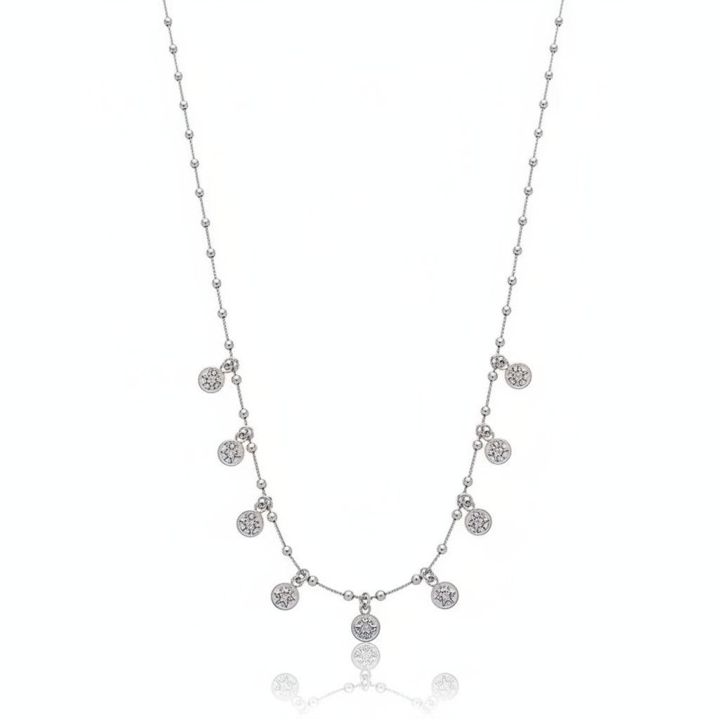 NECKLACE 9 CUBIC ZIRCONIA ROUND PENDANTS