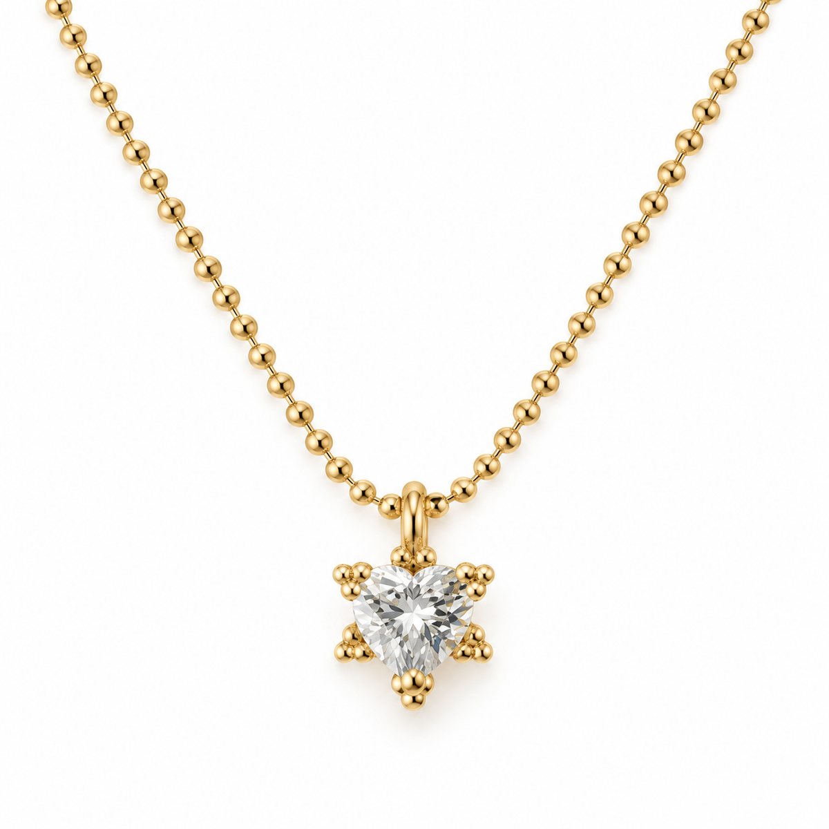 NECKLACE MINI SPHERES STAR/HEART CUBIC ZIRCONIA PENDANT