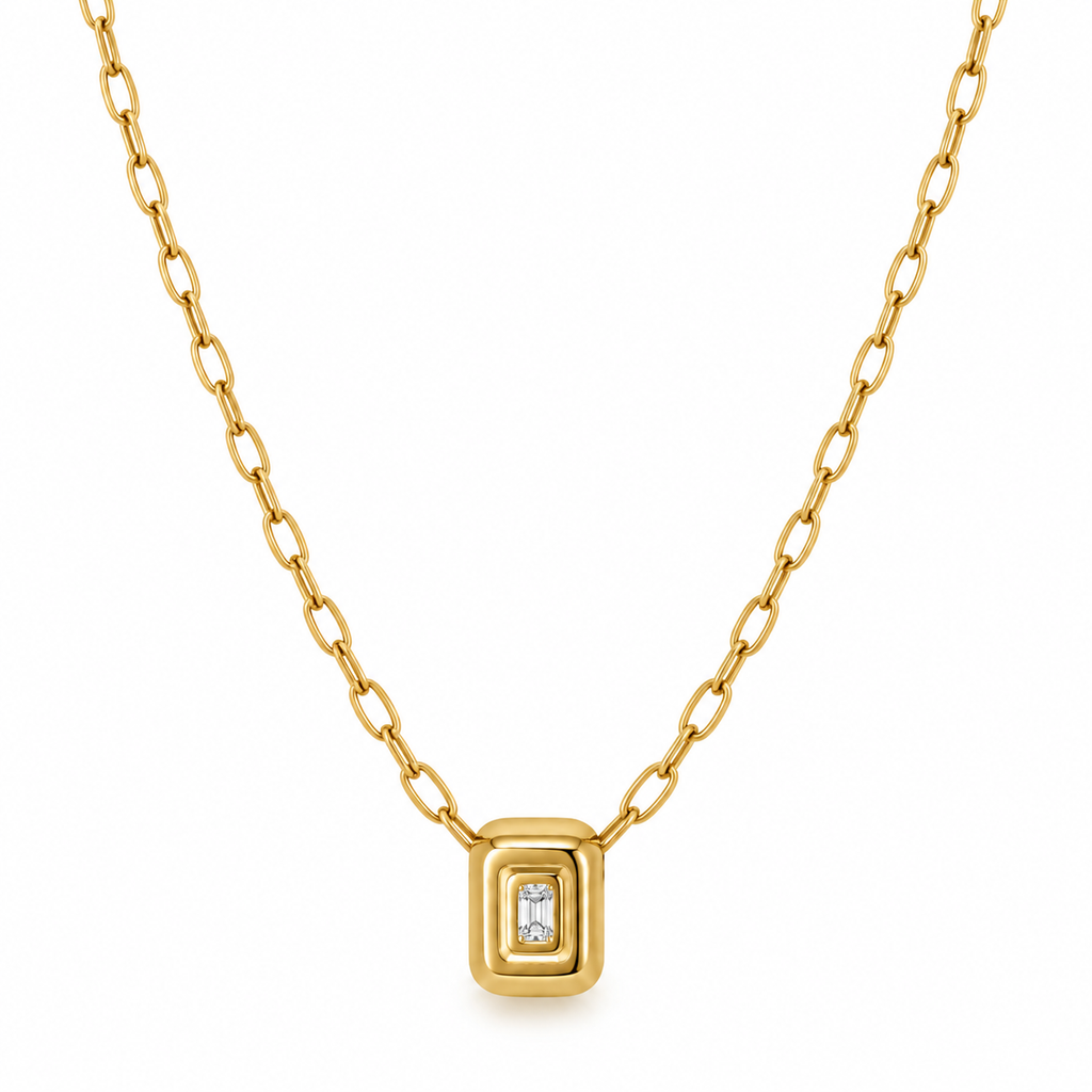 NECKLACE RECTANGLE CENTER CUBIC ZIRCONIA