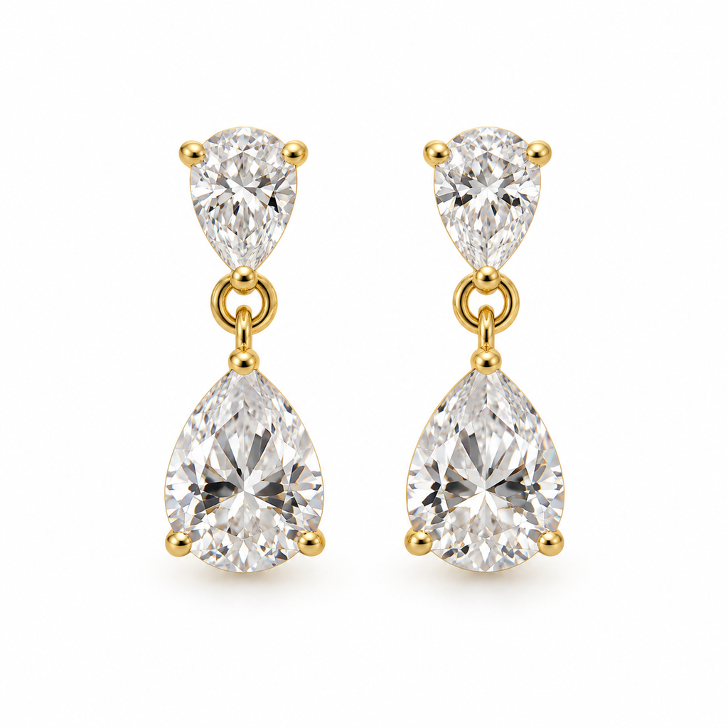 EARRINGS CLASSIC DANGLE TEARDROP ZIRCONIA