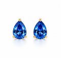 EARRING STUDS MINI TEAR DROP BLUE SAPPHIRE CUBIC ZIRCON
