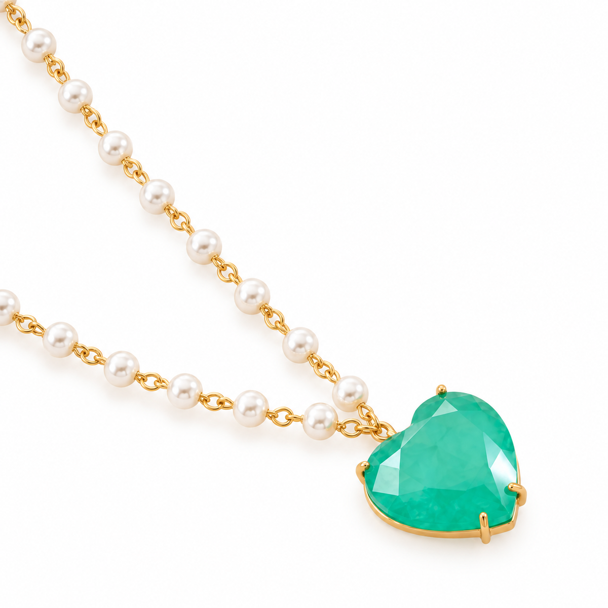 NECKLACE PEARLS FUSION CRYSTAL HEART