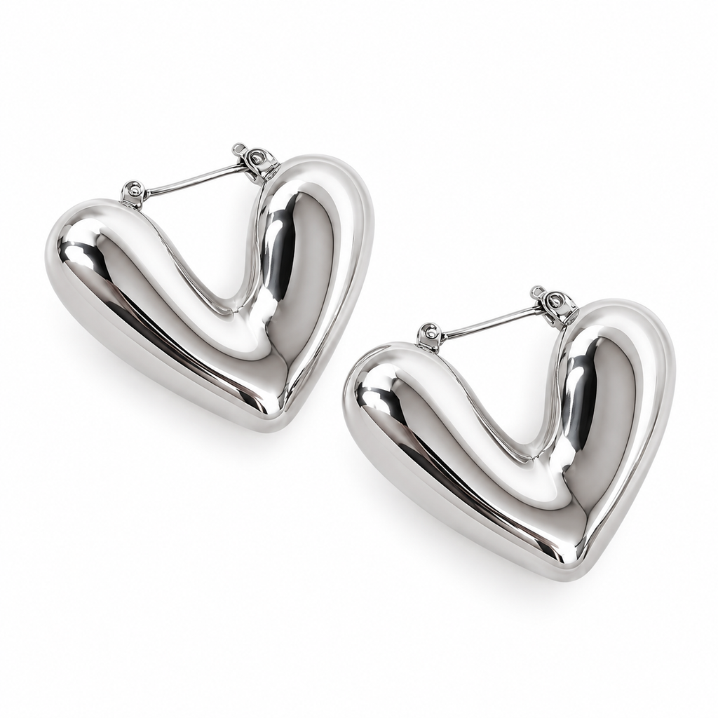 EARRING BUBBLE HEART HOOPS