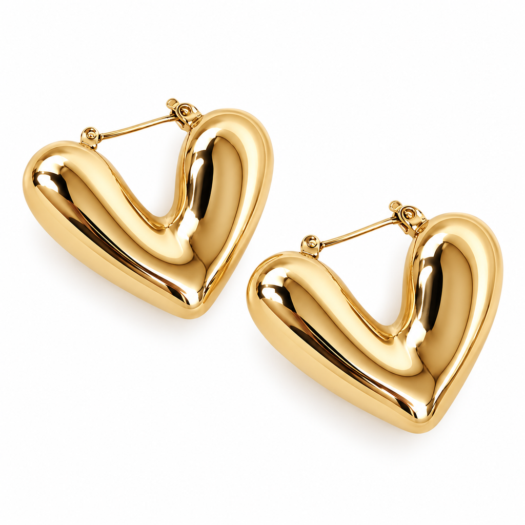 EARRING BUBBLE HEART HOOPS