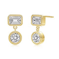 EARRINGS RECTANGLE CZ AND ROUND MOISSANITE 5MM