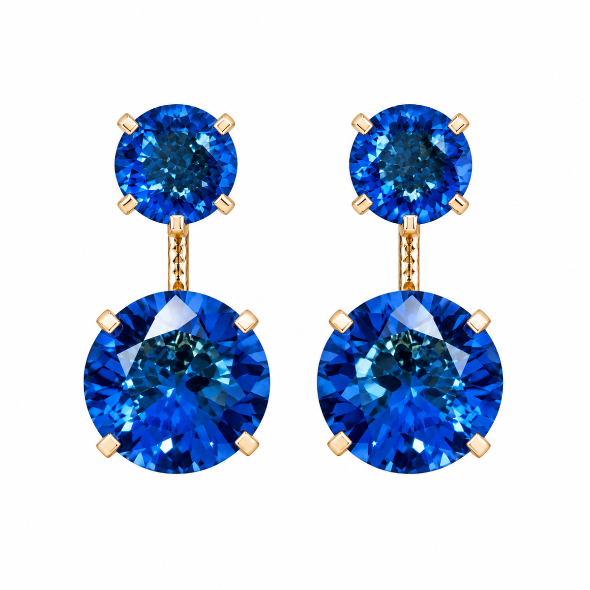 EARRINGS EAR JACKET BLUE SAPPHIRE CUBIC ZIRCONIA