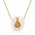 NECKLACE OUR LADY APARECIDA ON PEARL RESIN PENDANT