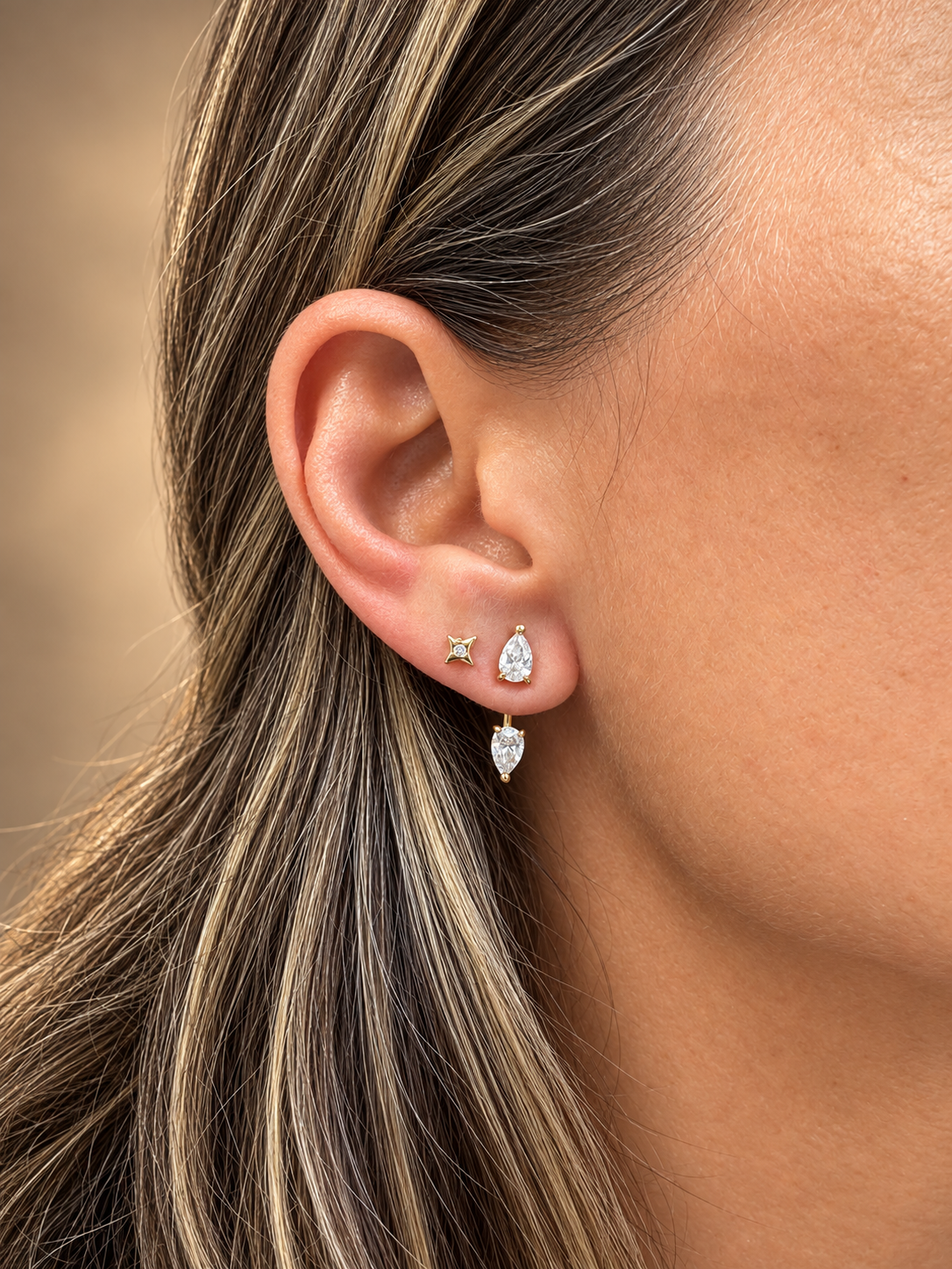 EARRINGS EAR-JACKET TEAR DROPS