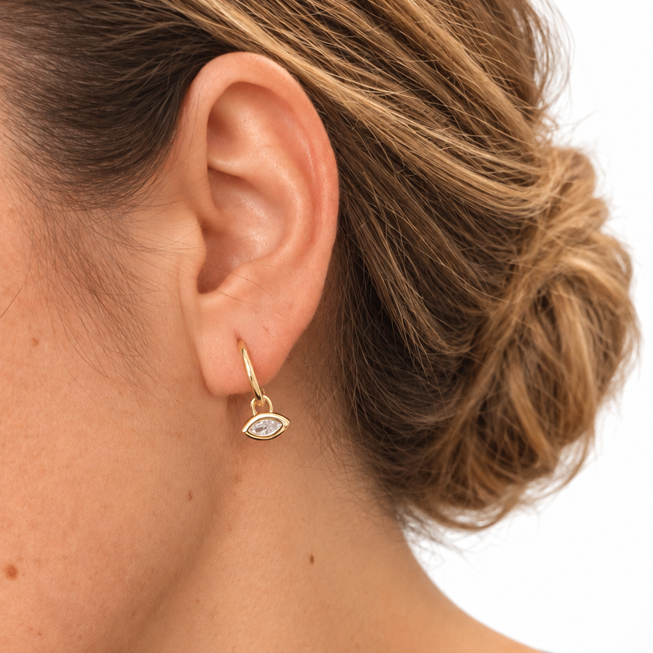 EARRING HOOPS EYE PENDANT CRYSTAL
