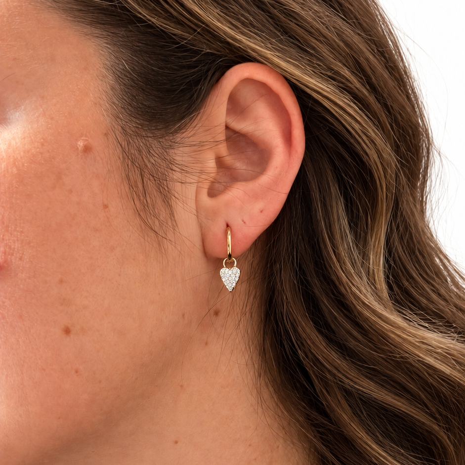 EARRING HOOPS HEART DUO PLATED GOLD/SILVER