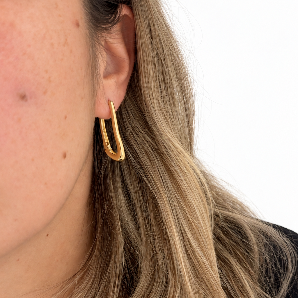 EARRING LONG ORGANIC HOOP
