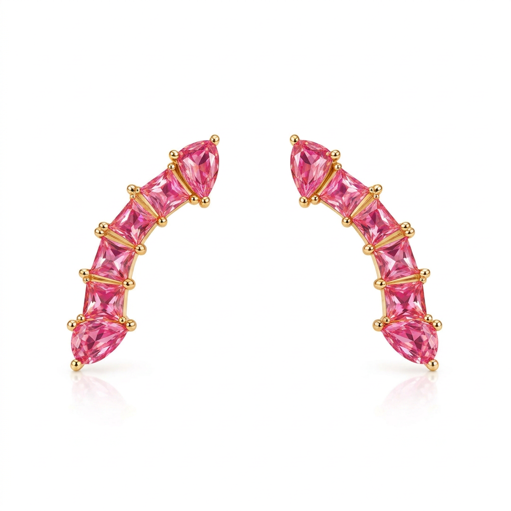 EARRING CLIMBERS GEOMETRIC CUBIC ZIRCONIA