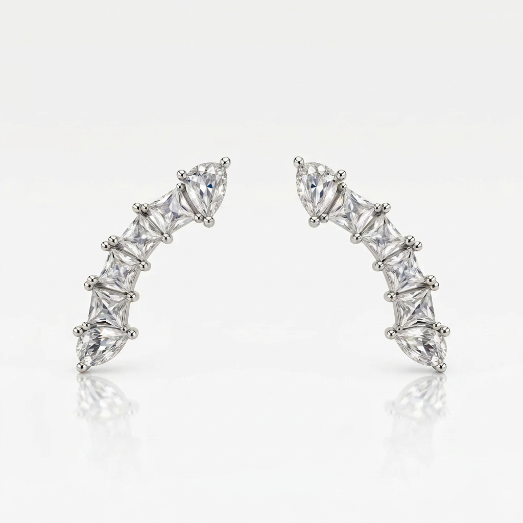 EARRING CLIMBERS GEOMETRIC CUBIC ZIRCONIA