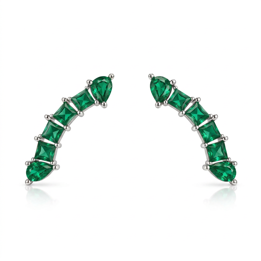 EARRING CLIMBERS GEOMETRIC CUBIC ZIRCONIA