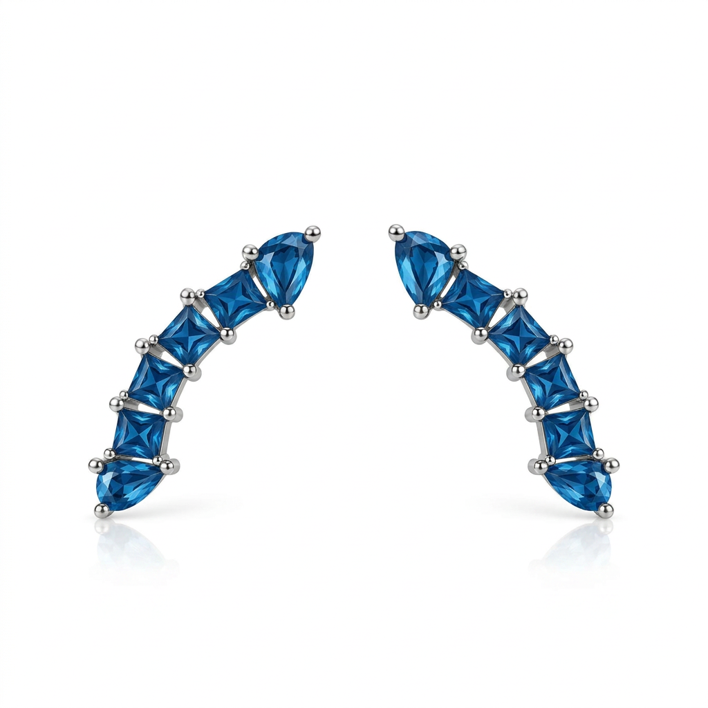 EARRING CLIMBERS GEOMETRIC CUBIC ZIRCONIA