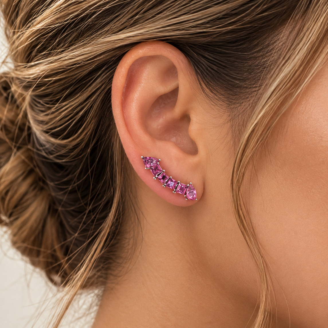 EARRING CLIMBERS GEOMETRIC CUBIC ZIRCONIA