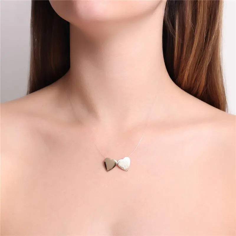 NECKLACE NYLON STRING 2 HEARTS