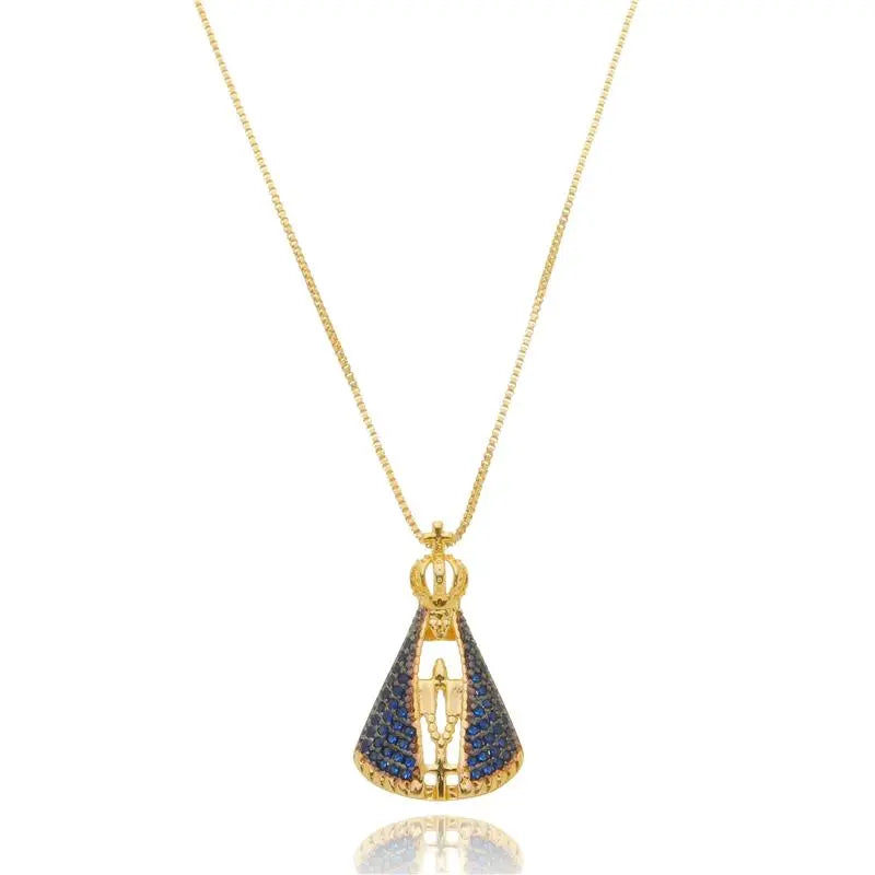 NECKLACE OUR LADY APARECIDA DOUBLE SIDED CRYSTALS