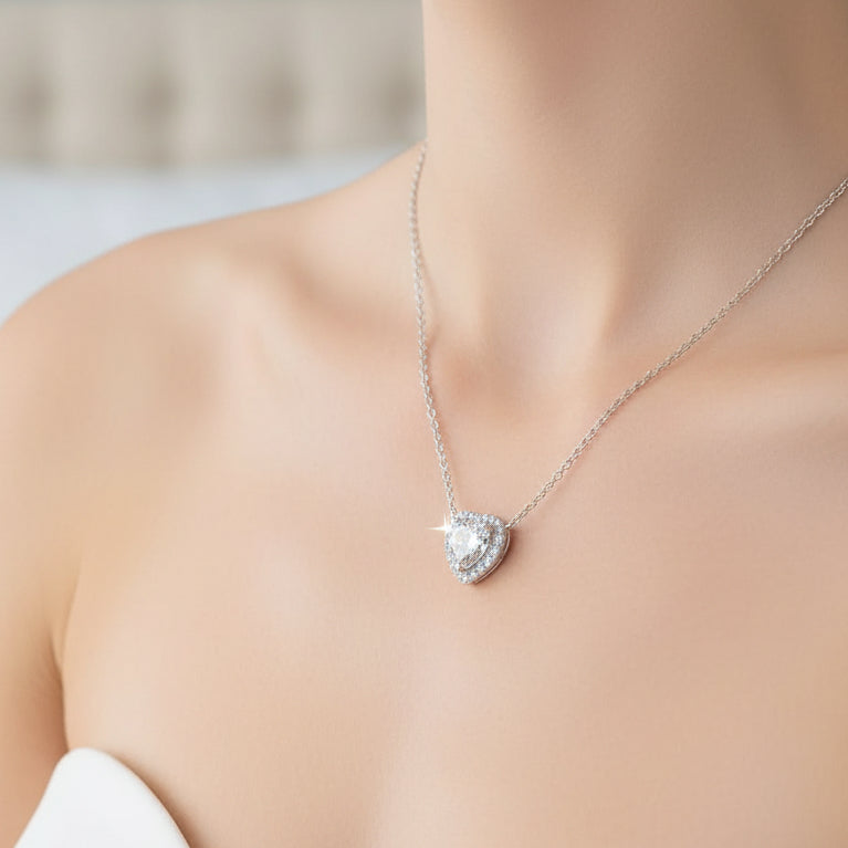NECKLACE ROMANTIC HEART CUBIC ZIRCONIA