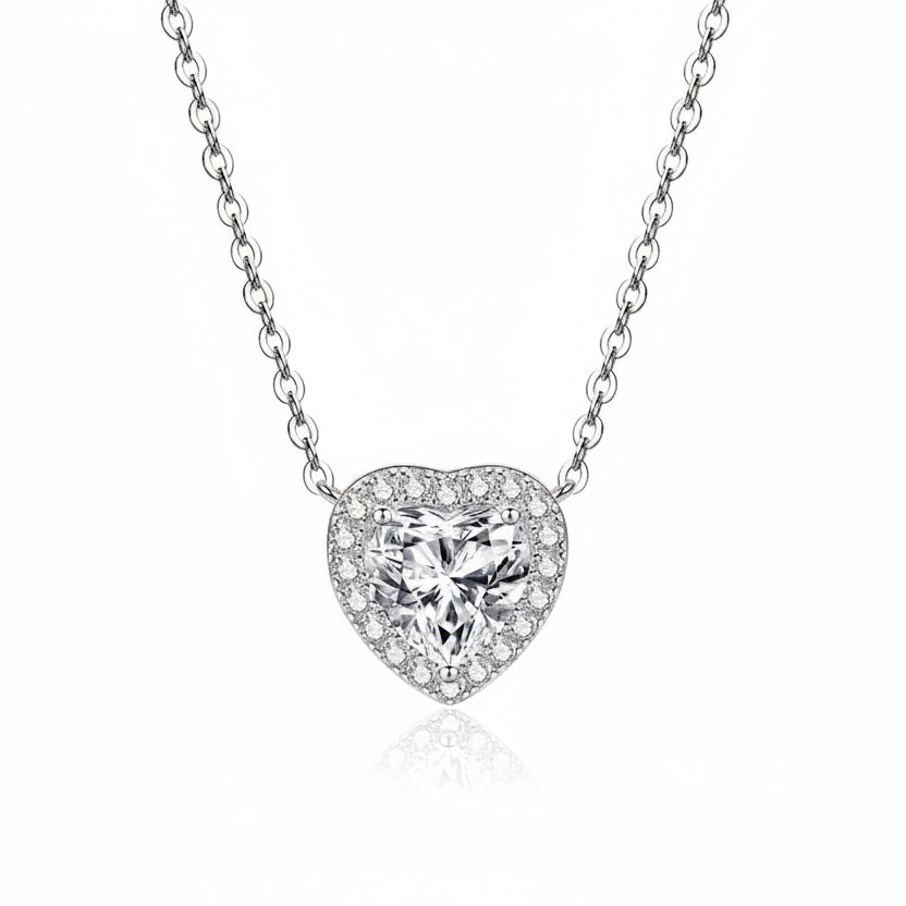 NECKLACE ROMANTIC HEART CUBIC ZIRCONIA