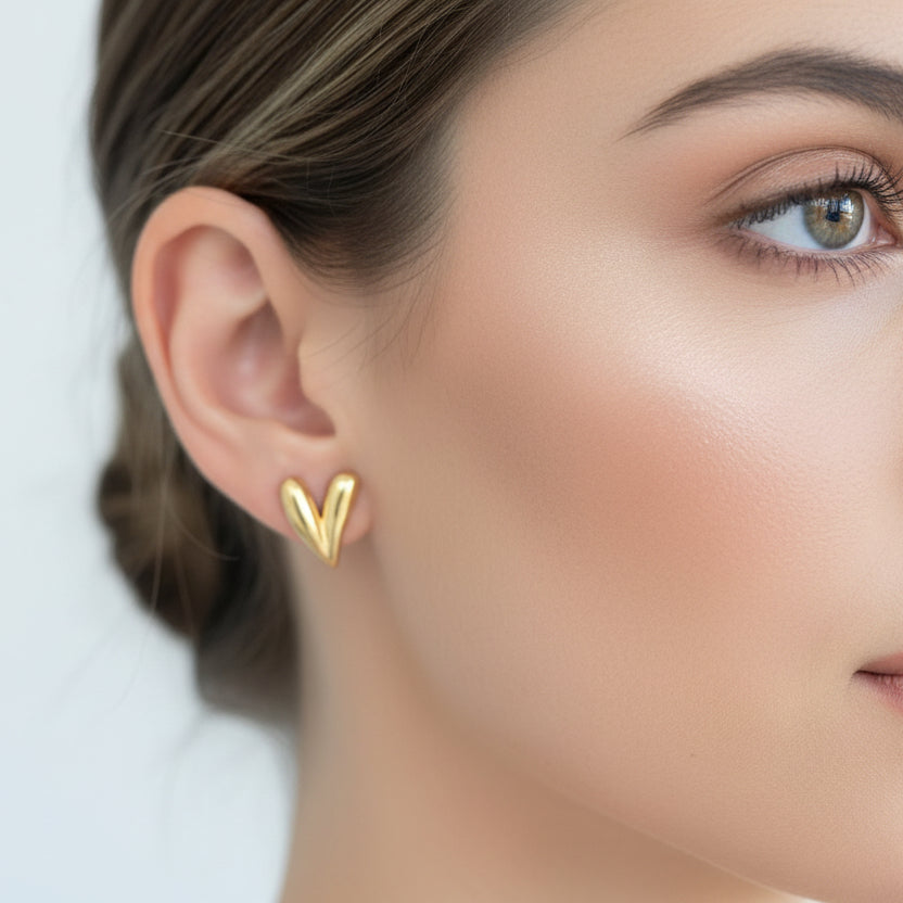 EARRINGS LONG MODERN HEART