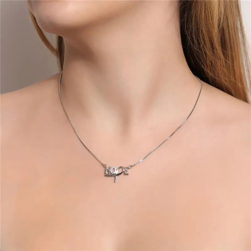 NECKLACE HOPE CRYSTALS (AWARENESS RIBBON)