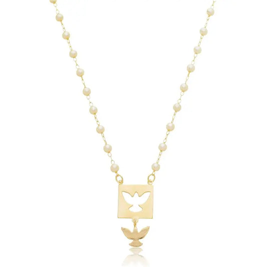 NECKLACE HOLY SPIRIT PEARLS