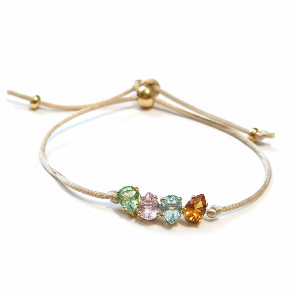 BRACELET SILK STRING 4 COLOR CRYSTALS