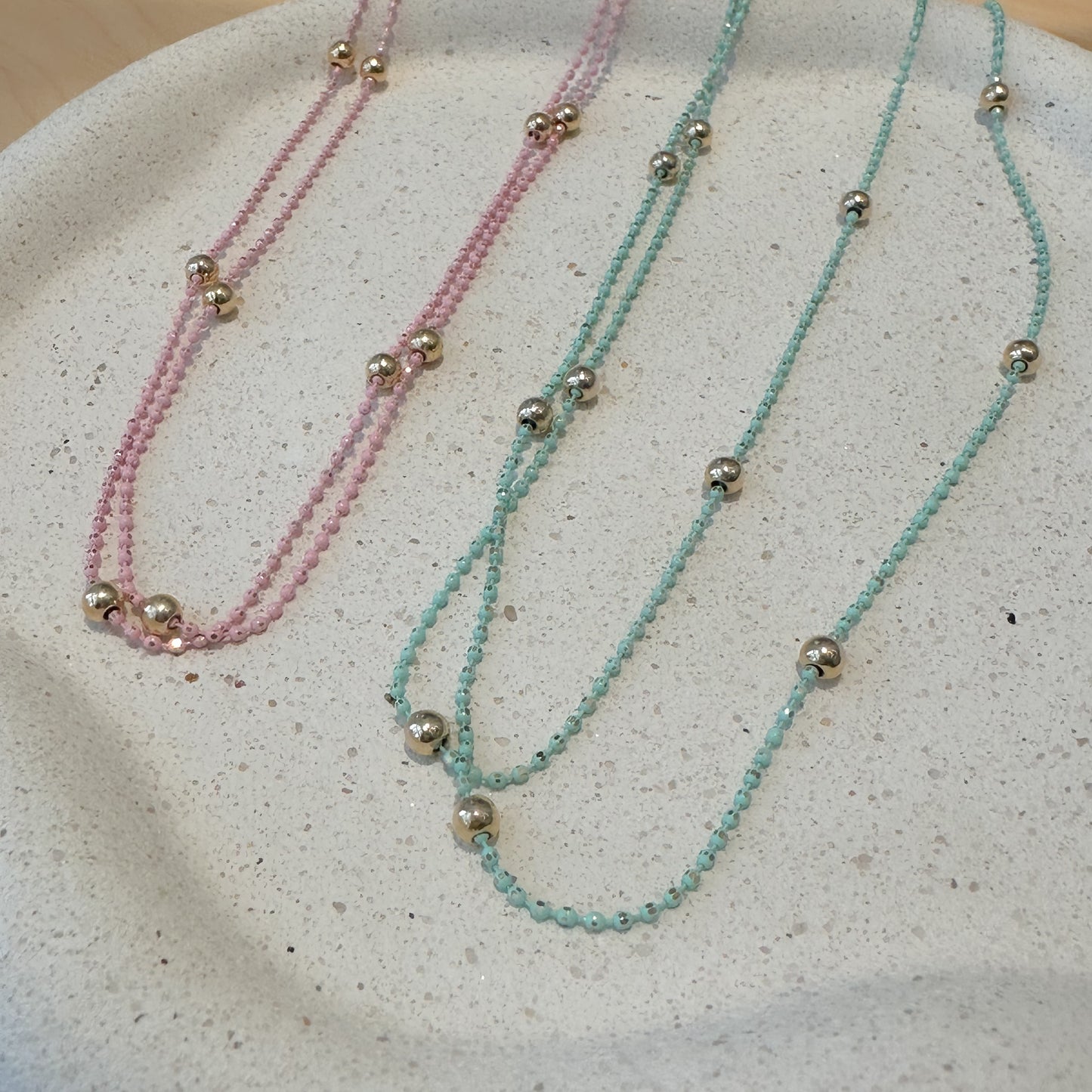 NECKLACE MICRO SPHERES CANDY COLOR - 70CM LONG