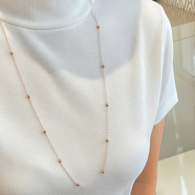 NECKLACE MICRO SPHERES CANDY COLOR - 70CM LONG