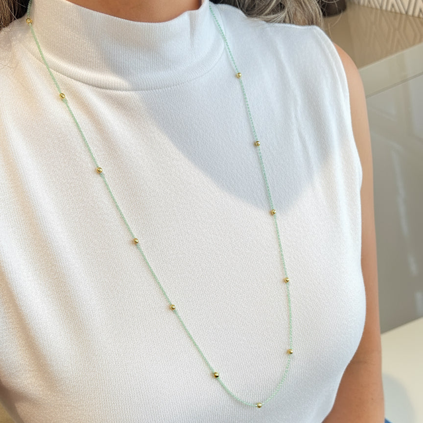 NECKLACE MICRO SPHERES CANDY COLOR - 70CM LONG