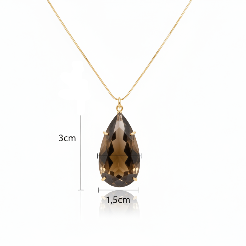 NECKLACE BROWN TEAR DROP CRYSTAL