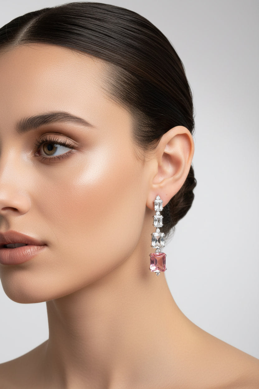 EARRINGS 4 RECTANGLE CRYSTALS