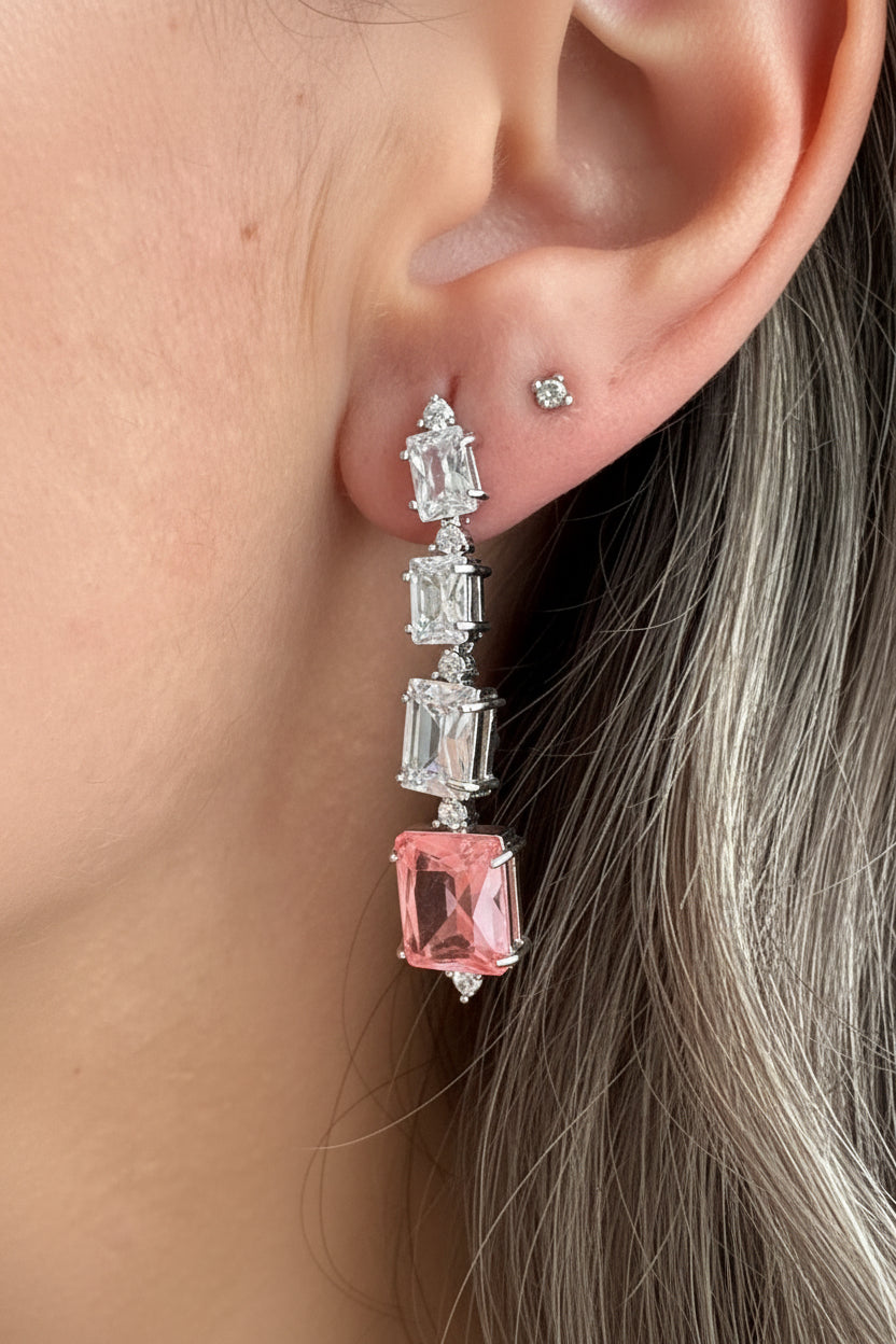 EARRINGS 4 RECTANGLE CRYSTALS