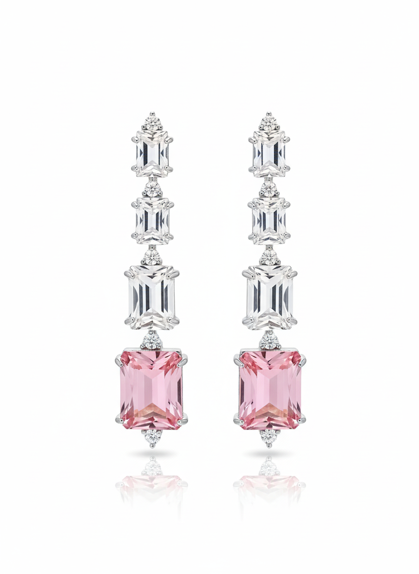 EARRINGS 4 RECTANGLE CRYSTALS