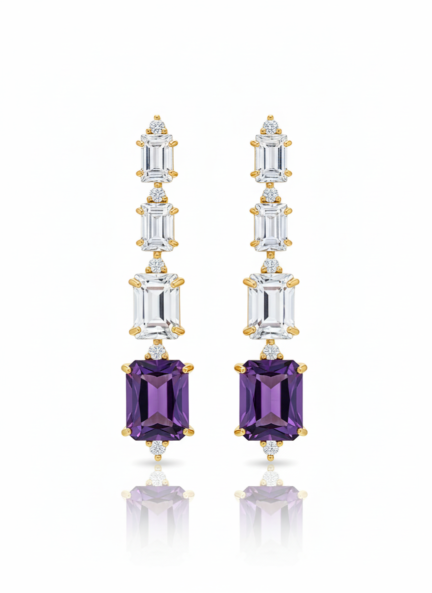EARRINGS 4 RECTANGLE CRYSTALS