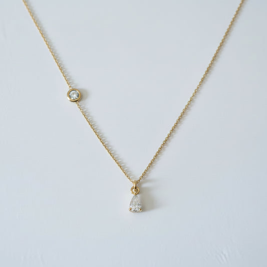 NECKLACE DAINTY TEAR DROP CUBIC ZIRCONIA