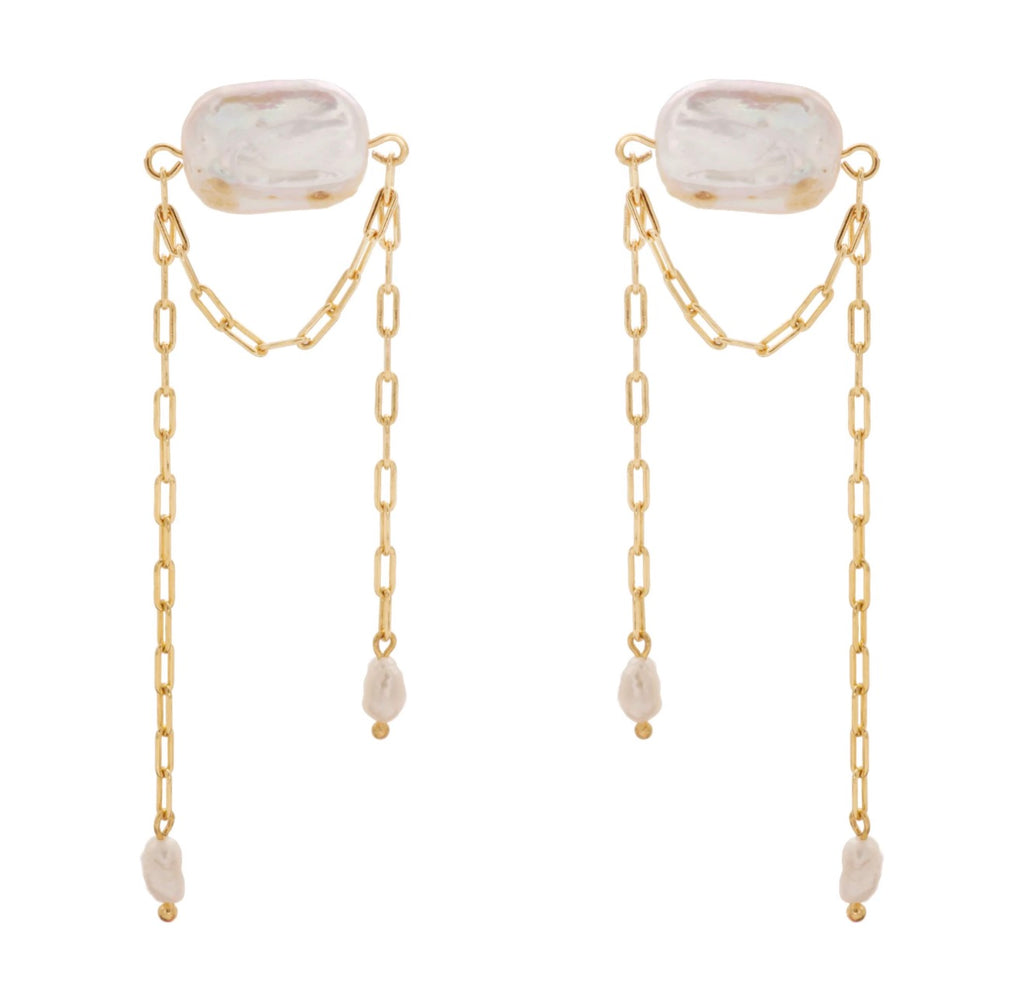 EARRINGS BARROQUE PEARLS AND CHAINS BY MADENNA