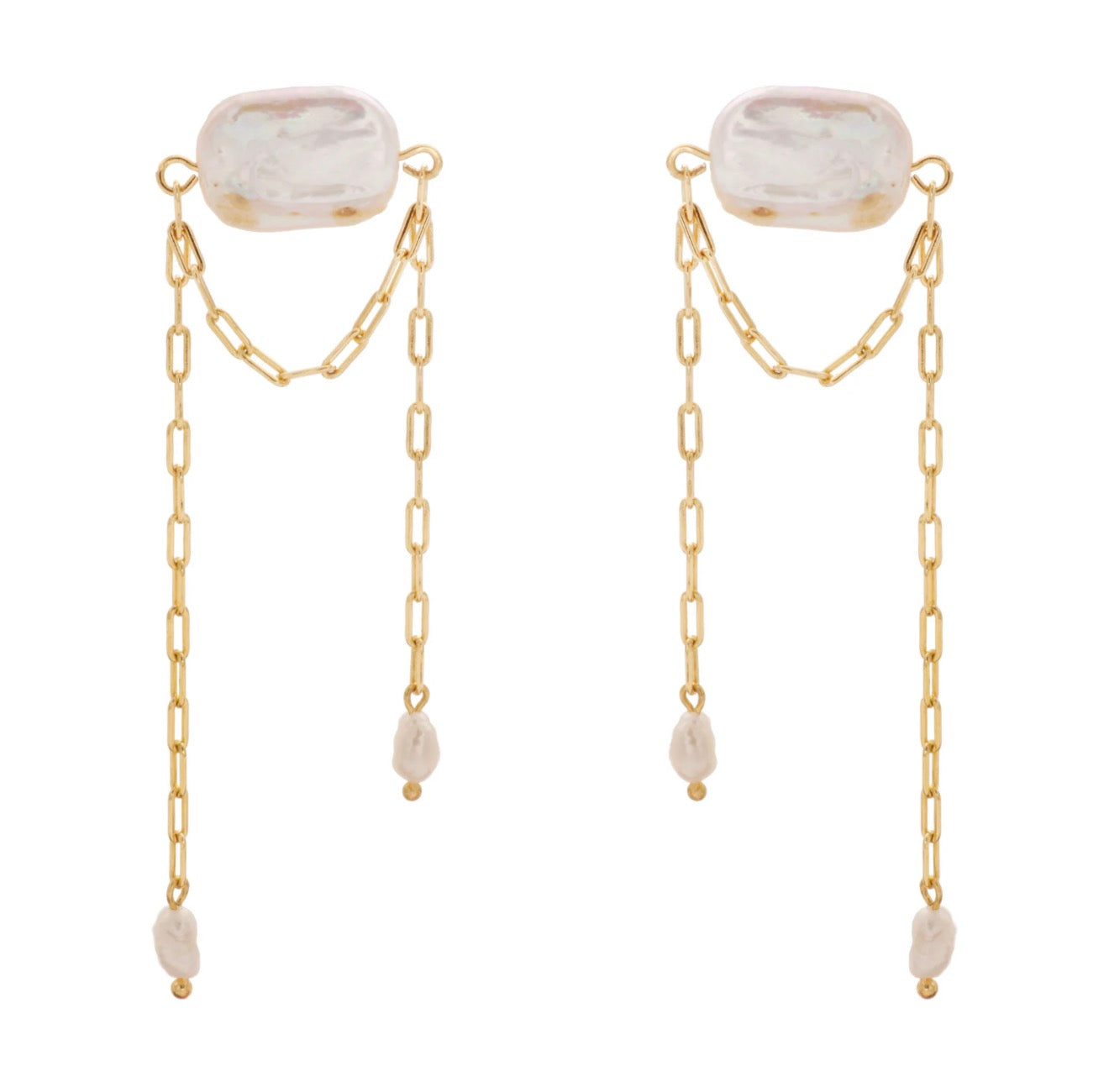 EARRINGS BARROQUE PEARLS AND CHAINS BY MADENNA