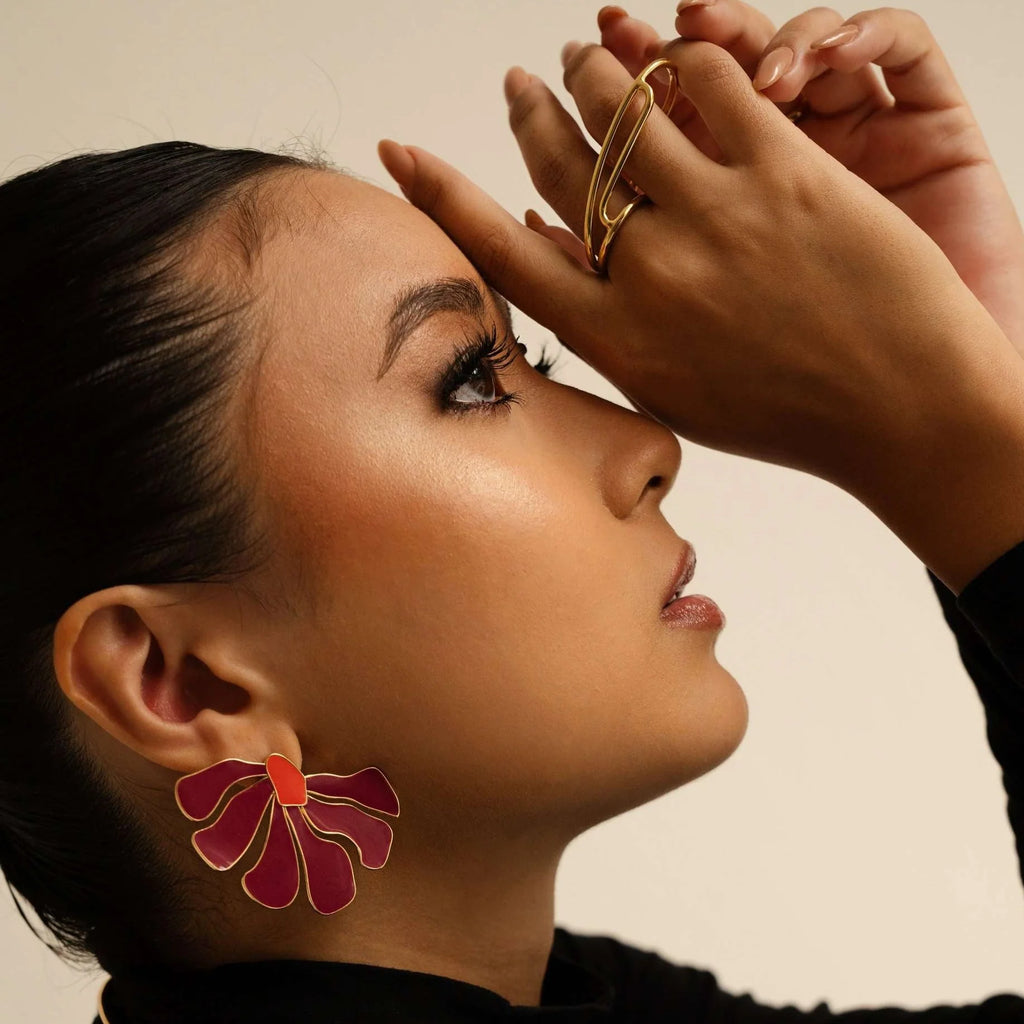 EARRINGS ORGANIC FLOWER ENAMEL COLORS BY MADENNA