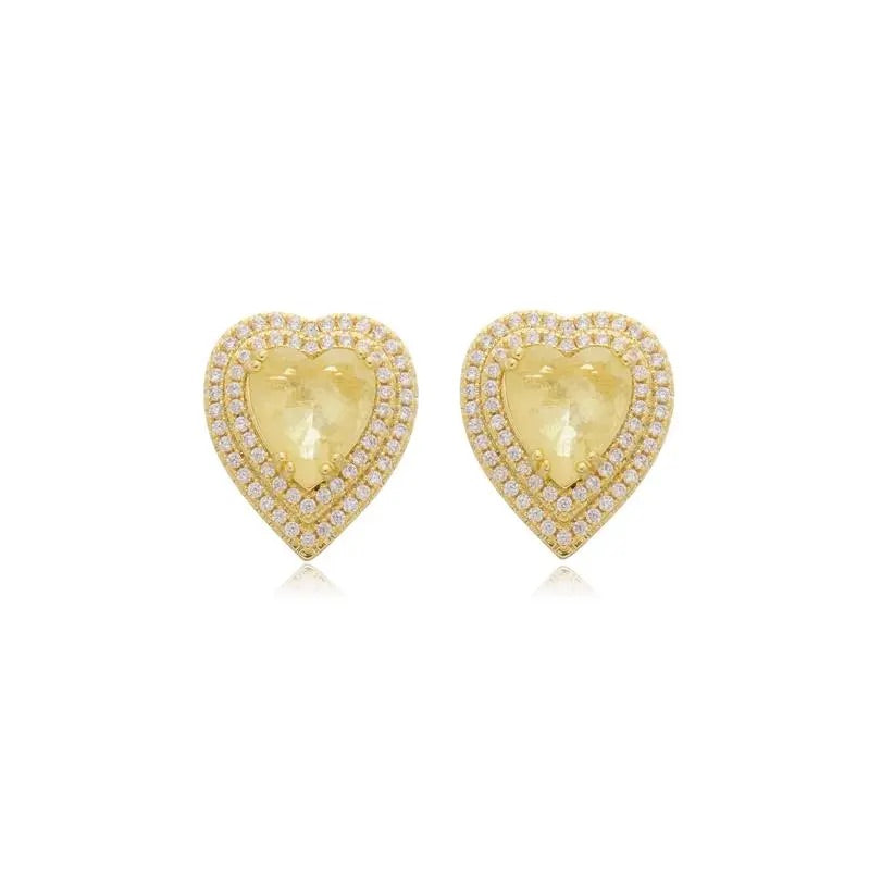 EARRINGS HEART FUSION WITH MICRO CUBIC ZIRCON