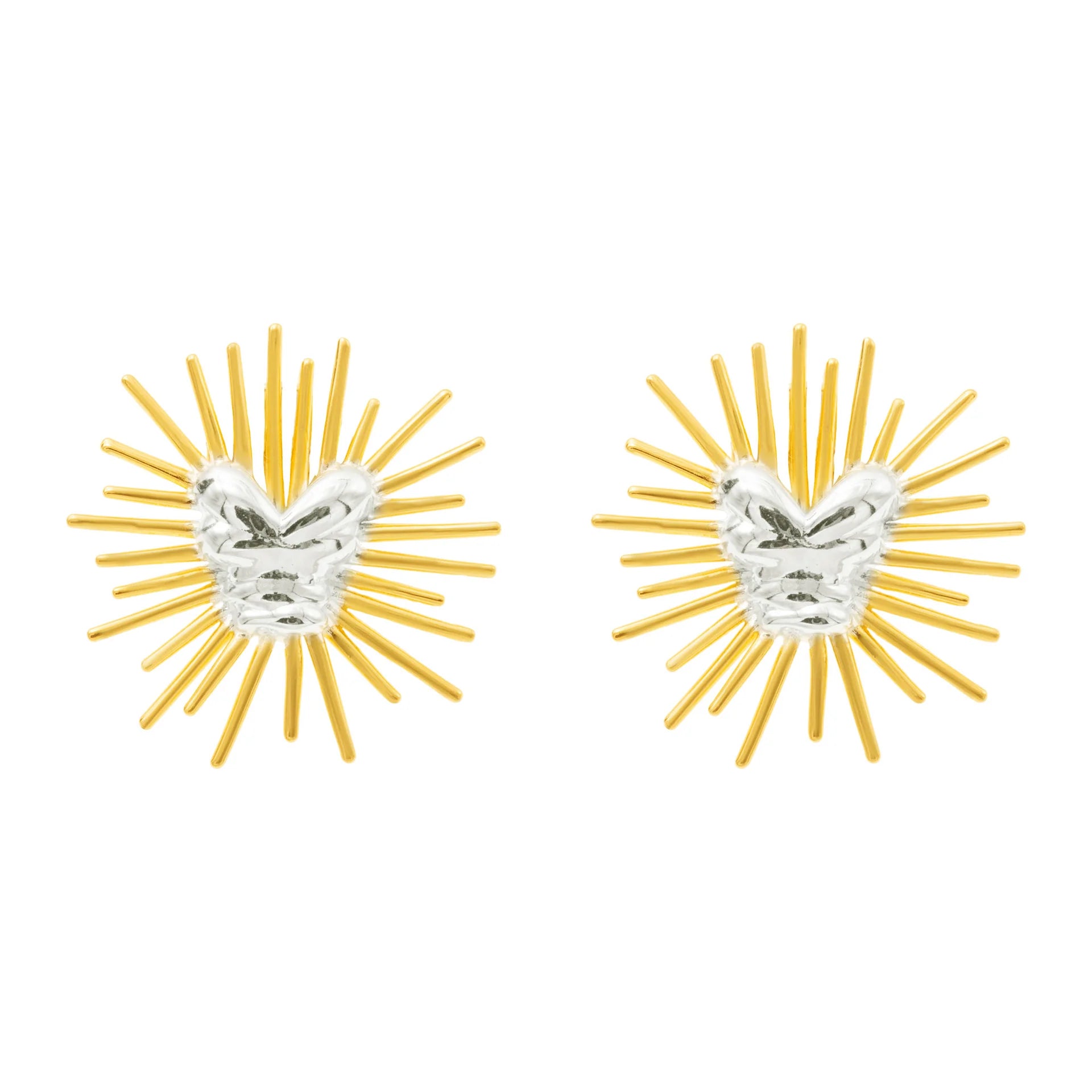 EARRINGS ORGANIC HEARTS DUO PLATED BY MADENNA