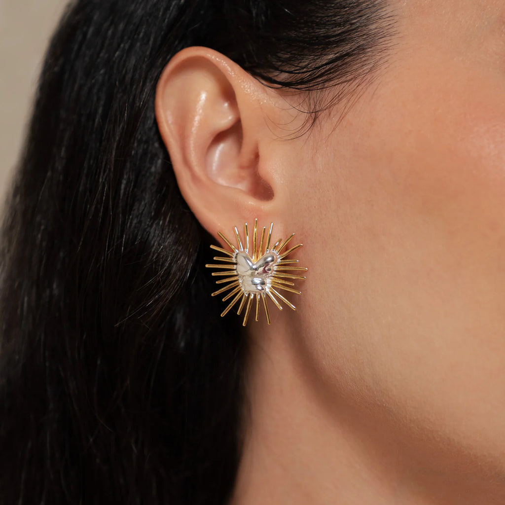 EARRINGS ORGANIC HEARTS DUO PLATED BY MADENNA